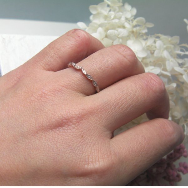 画像4: oeuf ウーフ　（結婚指輪　K18ピンクゴールド　1.5mm  ダイヤ付き) (4)