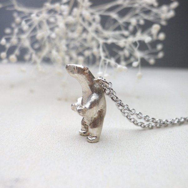 画像2: 立ち上がるしろくま　ペンダント　（シルバー） (2)