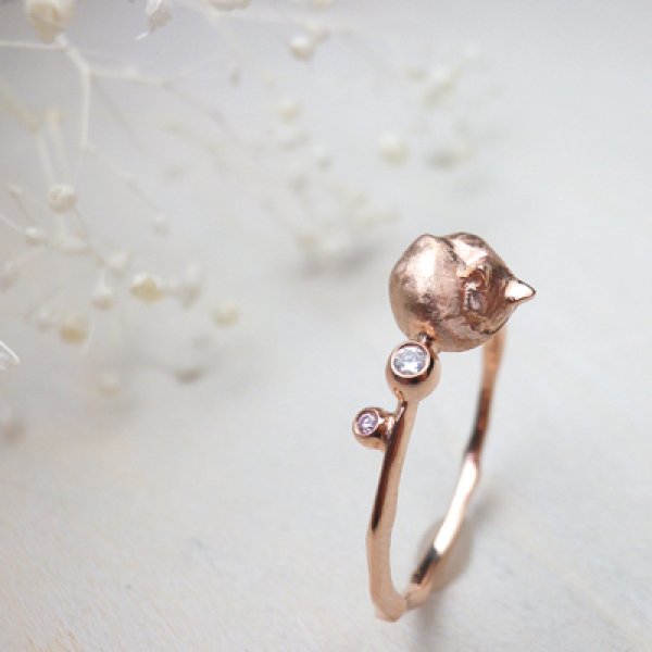 画像5: 丸ねこリング　（ピンクゴールド） (5)