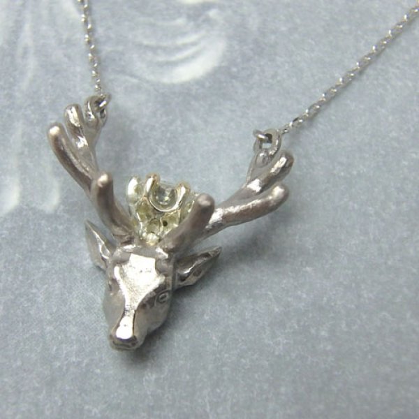 画像3: 鹿王子　ペンダント　（K10ホワイトゴールド） (3)