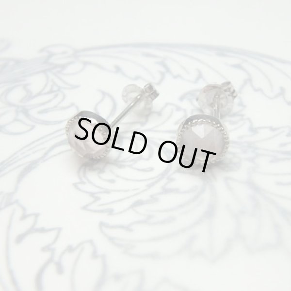 画像3: ローズカットピアス　（ローズクオーツ4ｍｍ・K10ホワイトゴールド） (3)