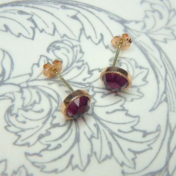 画像3: ローズカットピアス (ロードライトガーネット5mm・K10ピンクゴールド) (3)