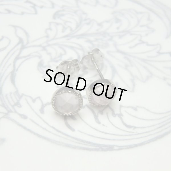 画像4: ローズカットピアス　（ローズクオーツ4ｍｍ・K10ホワイトゴールド） (4)