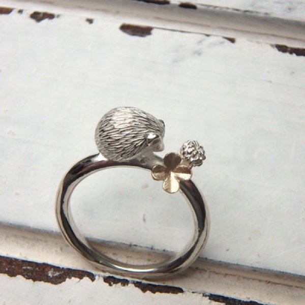 画像3: はりねずみとクローバー　リング　（シルバー・Ｋ10ピンクゴールド） (3)