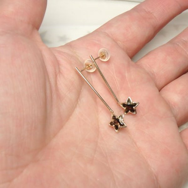 画像5: スモーキークオーツのお星さまピアス　（K10イエローゴールド） (5)