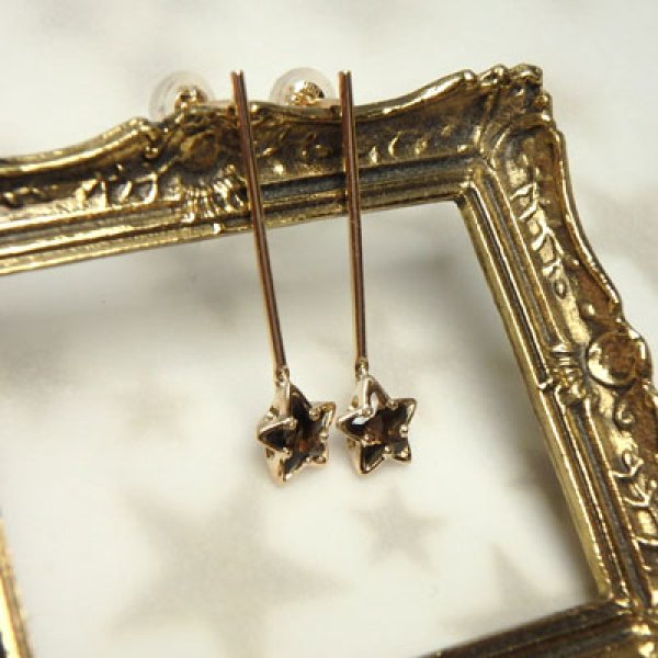 画像3: スモーキークオーツのお星さまピアス　（K10イエローゴールド） (3)