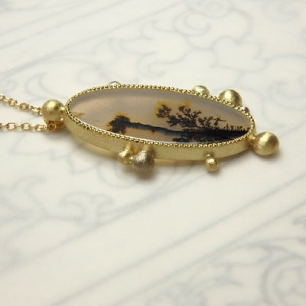 画像7: デンドリティックアゲート　つぶつぶ　ペンダント　（K18イエローゴールド） (7)