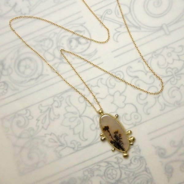 画像5: デンドリティックアゲート　つぶつぶ　ペンダント　（K18イエローゴールド） (5)