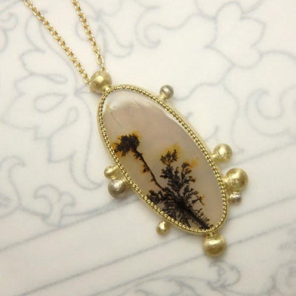 画像4: デンドリティックアゲート　つぶつぶ　ペンダント　（K18イエローゴールド） (4)