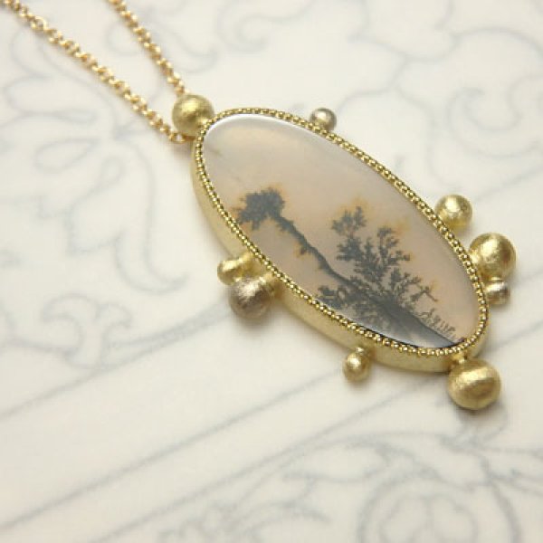 画像3: デンドリティックアゲート　つぶつぶ　ペンダント　（K18イエローゴールド） (3)