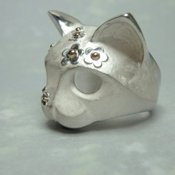 画像5: お花猫　リング　お目目がムーンストーン　（シルバー・ピンクゴールド） (5)