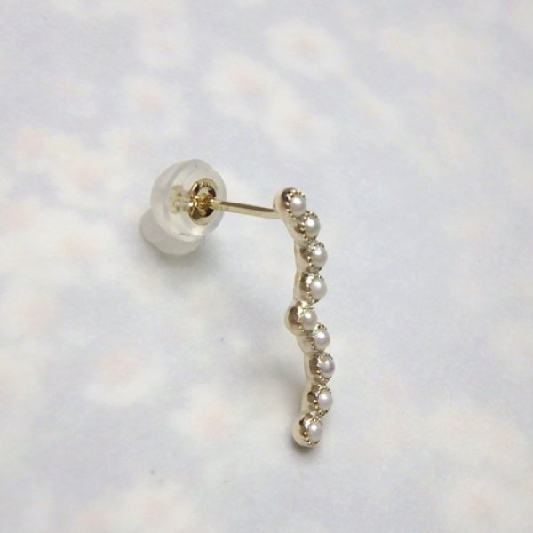 画像3: フリル　ピアス　片耳用　（K10イエローゴールド　ベビーパール） (3)
