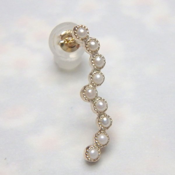 画像2: フリル　ピアス　片耳用　（K10イエローゴールド　ベビーパール） (2)