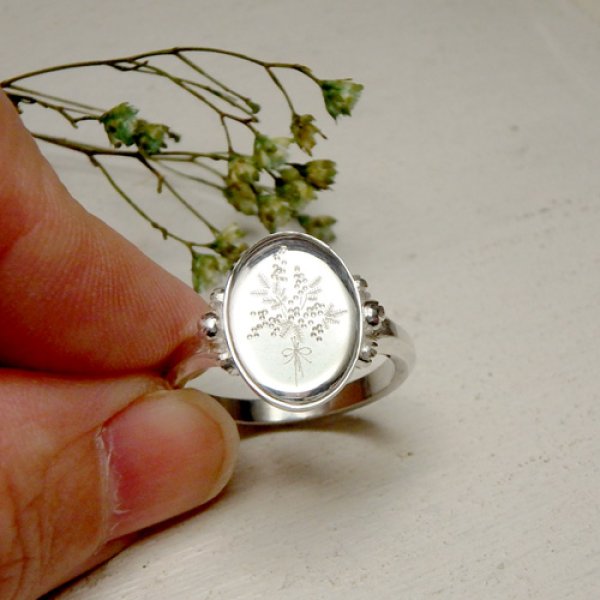 画像7: シグネット　リング　（シルバー　ミモザの花束） (7)