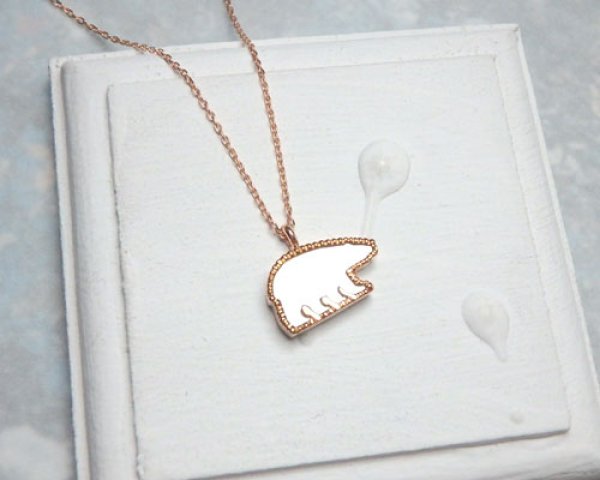 画像3: 白蝶貝　しろくま　プツプツペンダント　（ピンクゴールド） (3)