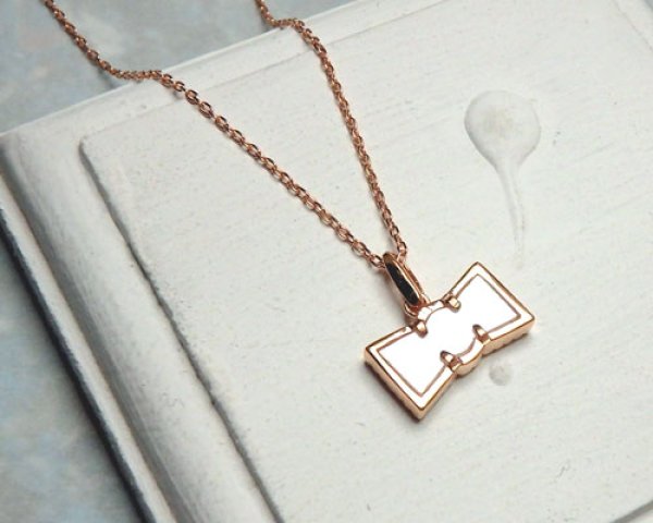 画像4: 白蝶貝　リボン　プツプツペンダント　（ピンクゴールド） (4)