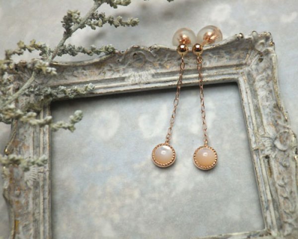 画像5: 白蝶貝　ミル打ちピアス　（K10ピンクゴールド 4mm） (5)