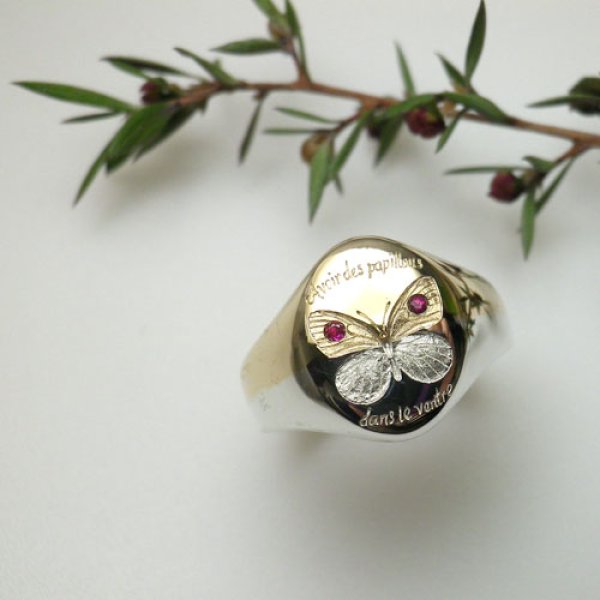 画像3: シグネット リング (シルバー・K10イエローゴールド ちょうちょ) (3)