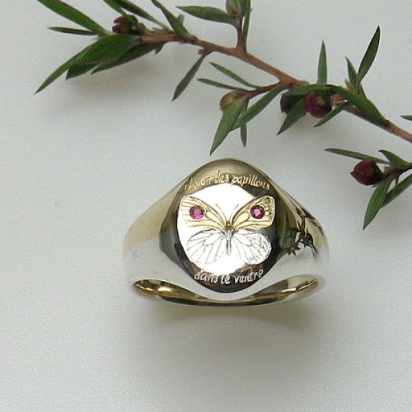 画像4: シグネット リング (シルバー・K10イエローゴールド ちょうちょ) (4)