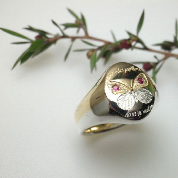 画像5: シグネット リング (シルバー・K10イエローゴールド ちょうちょ) (5)