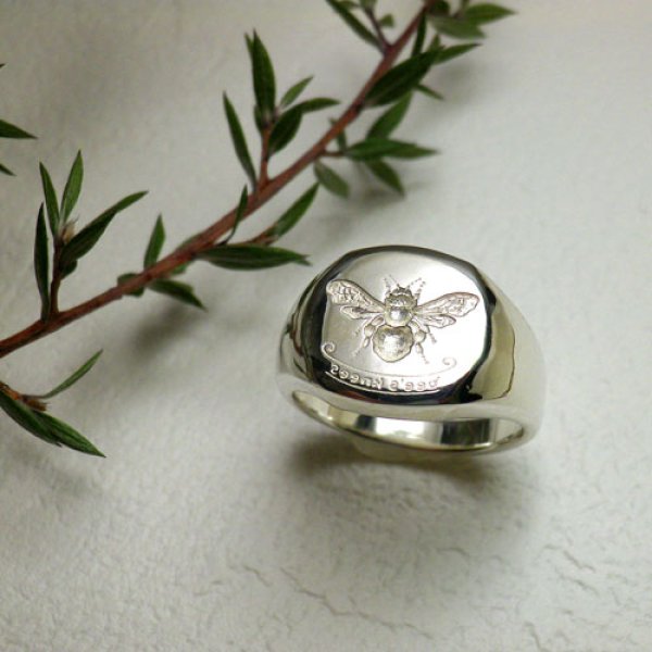 画像3: シグネット　リング　（シルバー　ハニカム蜜蜂） (3)