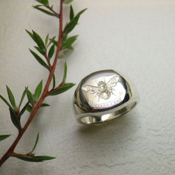 画像4: シグネット　リング　（シルバー　ハニカム蜜蜂） (4)