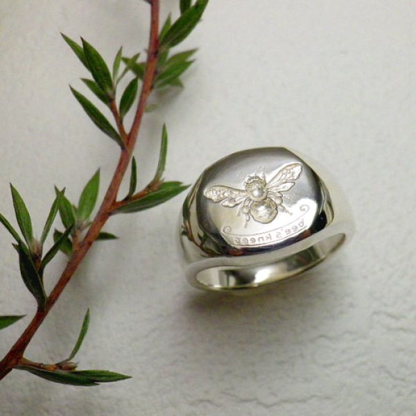 画像6: シグネット　リング　（シルバー　ハニカム蜜蜂） (6)