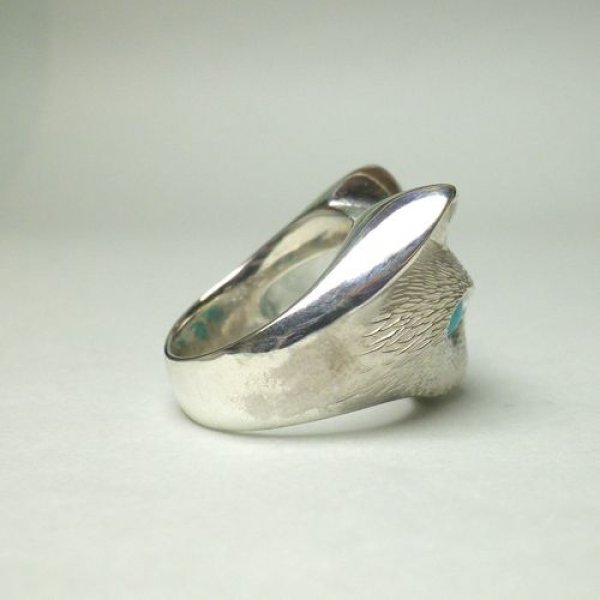 画像7: ふさふさ子猫　リング　お目目がアマゾナイト　（シルバー） (7)