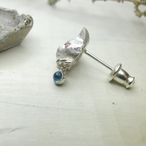 画像6: ねこのたま　ピアス　（シルバー　ピンクトルマリン・ブルートパーズ）　※片耳用です (6)